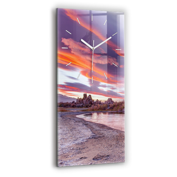 Ceas vertical de perete din sticlă decorativ Răsărit de soare California