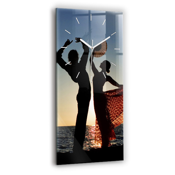 Ceas din sticlă dreptunghiular vertical decorativ Dans spaniol pe mare