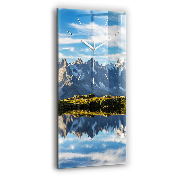 Ceas vertical de perete din sticlă decorativ Valea Chamonix, Alpii Francezi