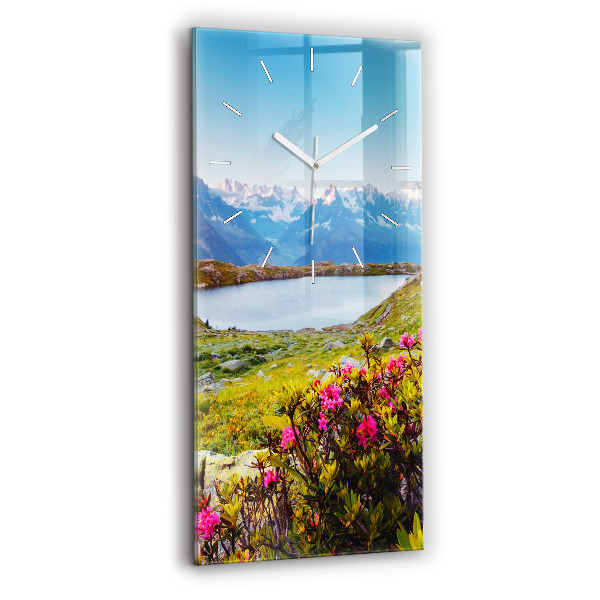 Ceas vertical de perete din sticlă decorativ Ghețarul Mont Blanc Chamonix