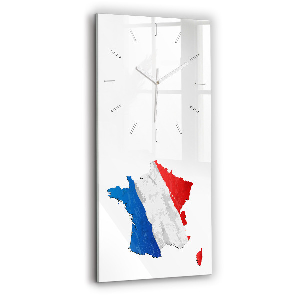 Ceas din sticlă dreptunghiular vertical decorativ Drapelul Franței