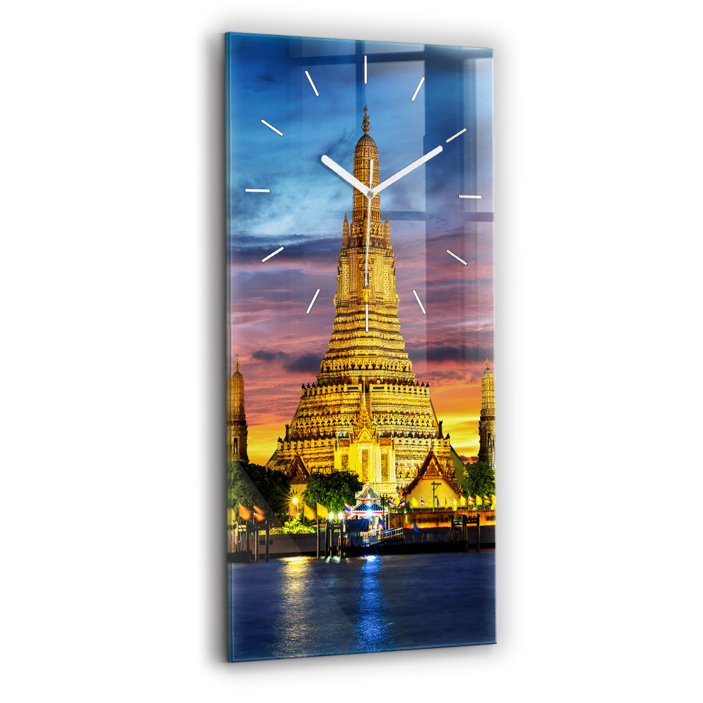 Ceas vertical de perete din sticlă decorativ Templu în Bangkok, Thailanda