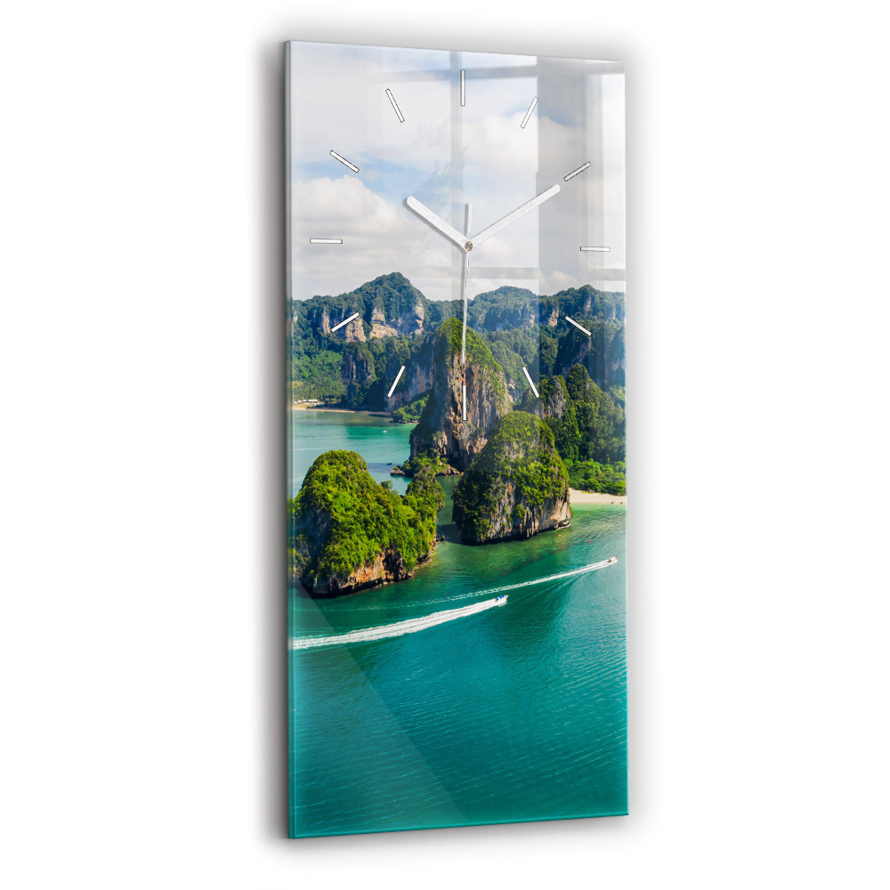 Ceas din sticlă dreptunghiular vertical decorativ Insulă în Thailanda