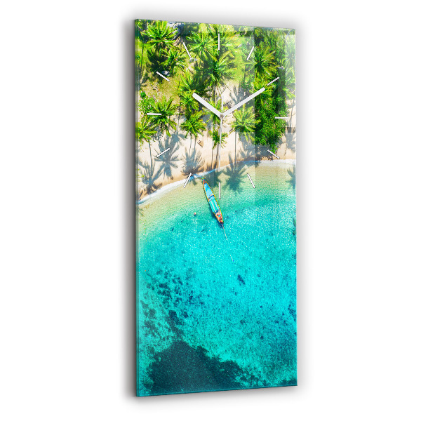 Ceas din sticlă dreptunghiular vertical decorativ Plaja tropicală Koh Tao