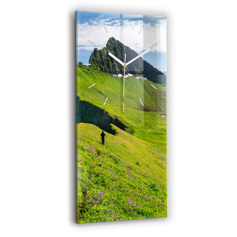 Ceas din sticlă dreptunghiular vertical decorativ Rezervația Hornstrandir din Islanda