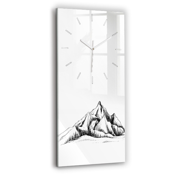 Ceas vertical de perete din sticlă decorativ Munți desenați