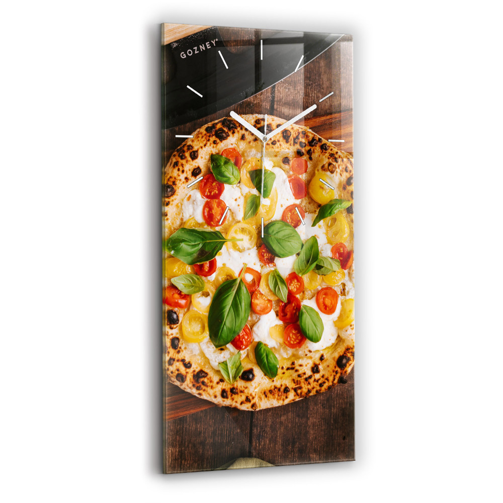 Ceas vertical de perete din sticlă decorativ pizza italiană