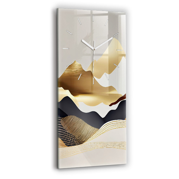 Ceas din sticlă dreptunghiular vertical decorativ Munți aurii abstracte
