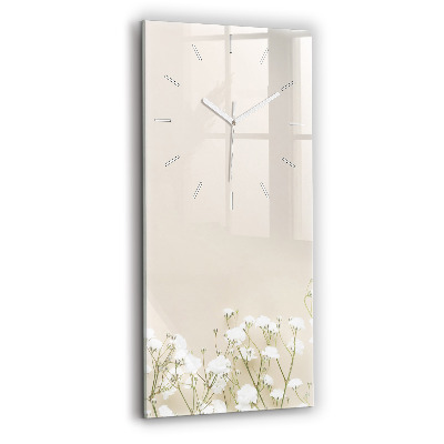 Ceas din sticlă dreptunghiular vertical decorativ Flori de gipsofilă înflorite