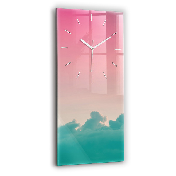 Ceas vertical de perete din sticlă decorativ Gradient de cer și munte