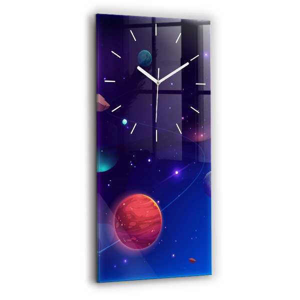 Ceas vertical de perete din sticlă decorativ Planete galaxie
