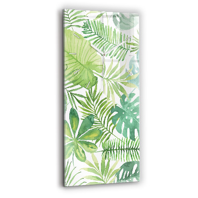 Ceas vertical de perete din sticlă decorativ Frunze verzi