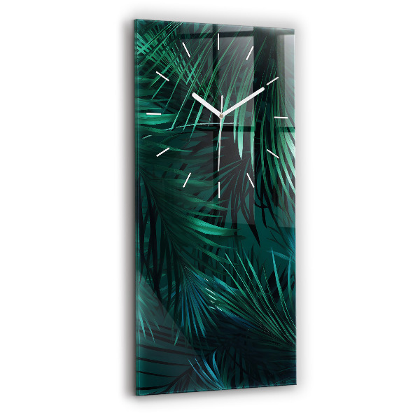 Ceas vertical de perete din sticlă decorativ Frunze tropicale