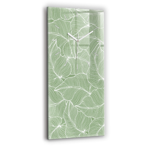 Ceas vertical de perete din sticlă decorativ Model natural cu frunze