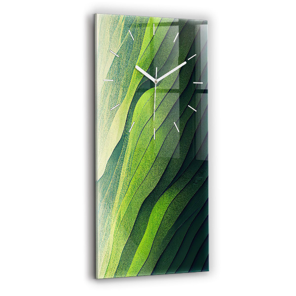 Ceas din sticlă dreptunghiular vertical decorativ Câmpuri verzi abstracte