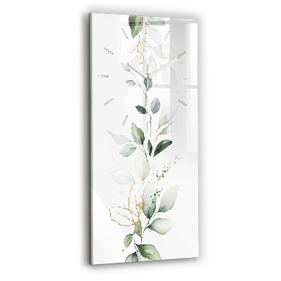 Ceas din sticlă dreptunghiular vertical decorativ Frunze abstracte