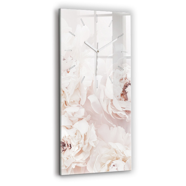Ceas vertical de perete din sticlă decorativ Flori de bujor