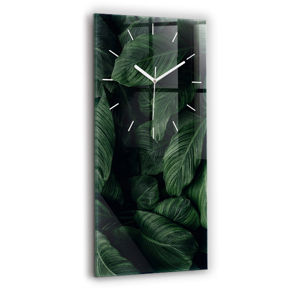 Ceas din sticlă dreptunghiular vertical decorativ Monstera tropicală