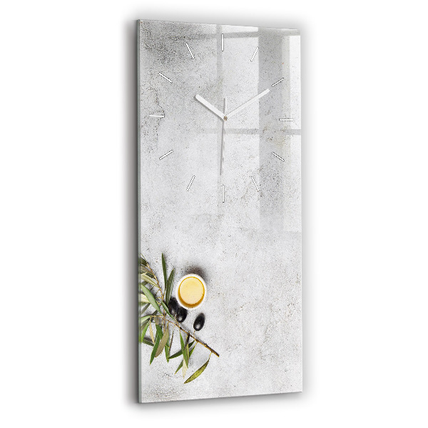 Ceas din sticlă dreptunghiular vertical decorativ Măsline minimaliste