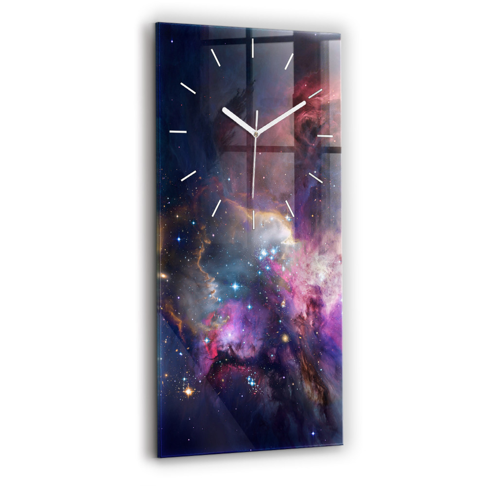 Ceas vertical de perete din sticlă decorativ Galaxie și stele
