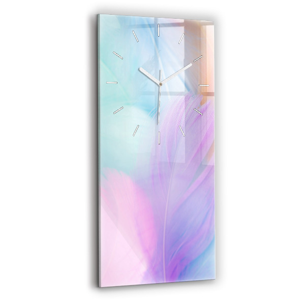 Ceas din sticlă dreptunghiular vertical decorativ Pene colorate