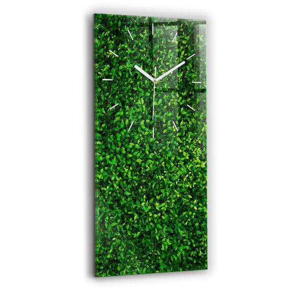 Ceas vertical de perete din sticlă decorativ Frunze de gard viu