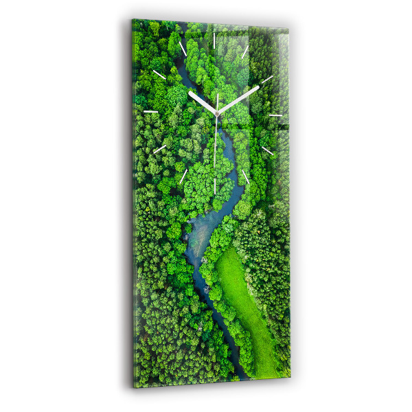 Ceas din sticlă dreptunghiular vertical decorativ Râul în pădure
