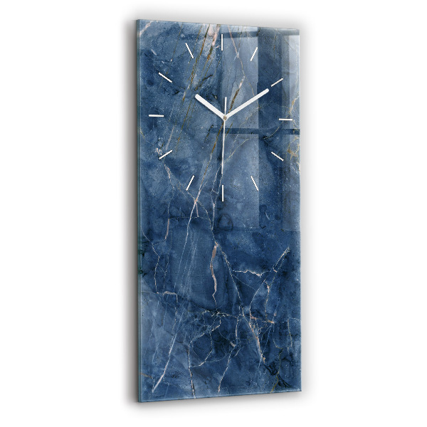 Ceas vertical de perete din sticlă decorativ Textură de marmură albastră