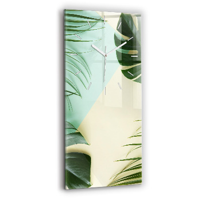 Ceas din sticlă dreptunghiular vertical decorativ Frunze de Monstera