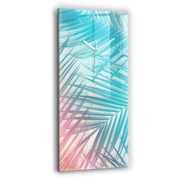 Ceas vertical de perete din sticlă decorativ Palmier tropical