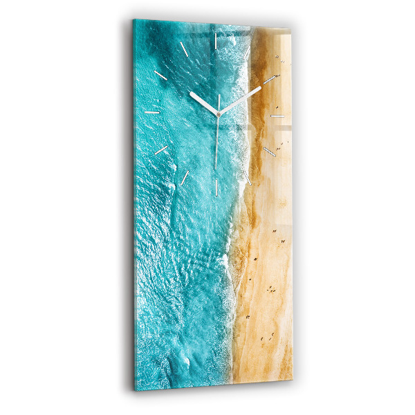 Ceas din sticlă dreptunghiular vertical decorativ oameni de plajă la mare