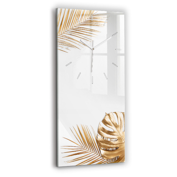 Ceas vertical de perete din sticlă decorativ Frunze tropicale
