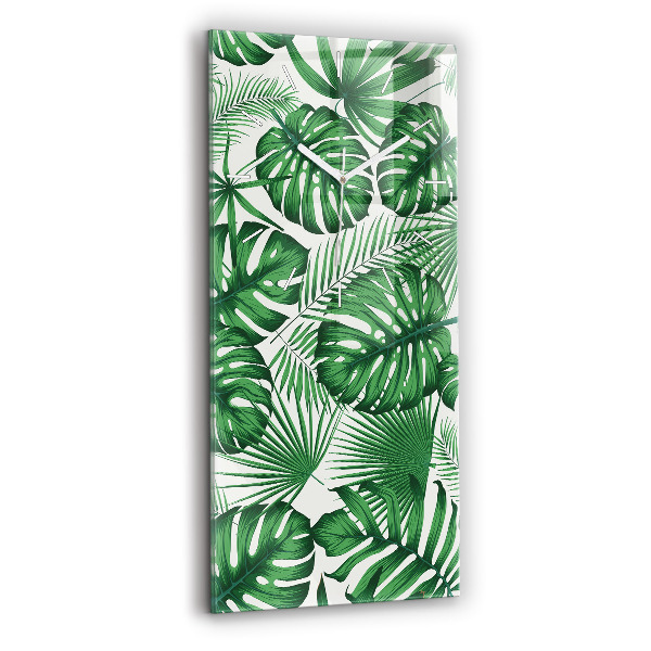 Ceas din sticlă dreptunghiular vertical decorativ Frunze de Monstera