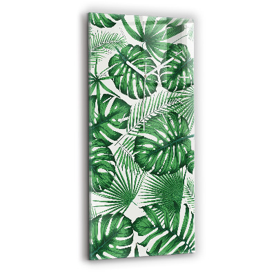 Ceas din sticlă dreptunghiular vertical decorativ Frunze de Monstera