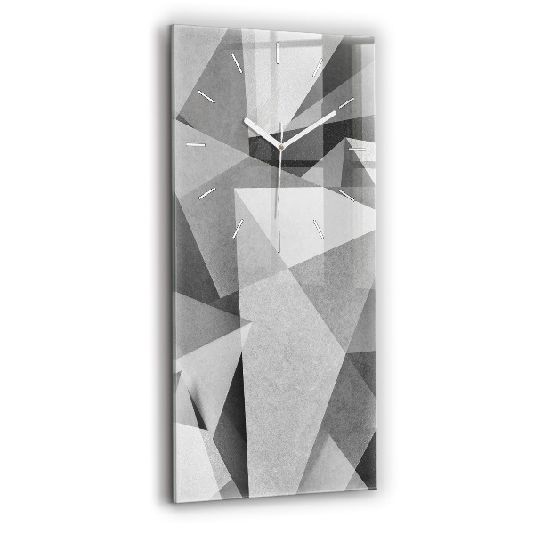 Ceas vertical de perete din sticlă decorativ Abstracție geometrică gri