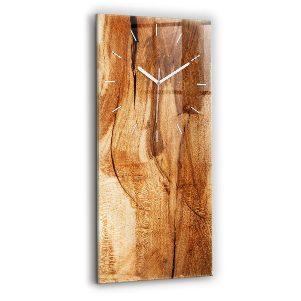 Ceas vertical de perete din sticlă decorativ Textură lemn