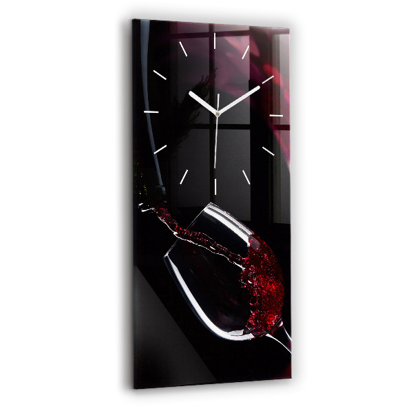 Ceas vertical de perete din sticlă decorativ Vin roșu