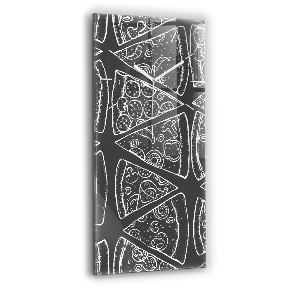 Ceas vertical de perete din sticlă decorativ Pizza pictată