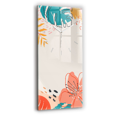 Ceas vertical de perete din sticlă decorativ Plante hawaiene