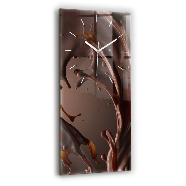 Ceas vertical de perete din sticlă decorativ Valuri de cacao