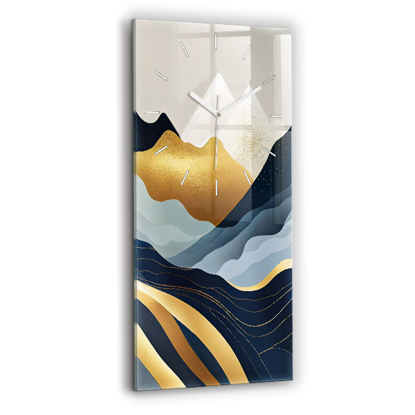 Ceas vertical de perete din sticlă decorativ Munți abstracti
