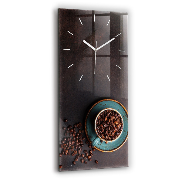 Ceas vertical de perete din sticlă decorativ O ceașcă de cafea