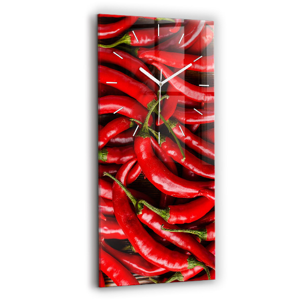 Ceas vertical de perete din sticlă decorativ Ardei iuți