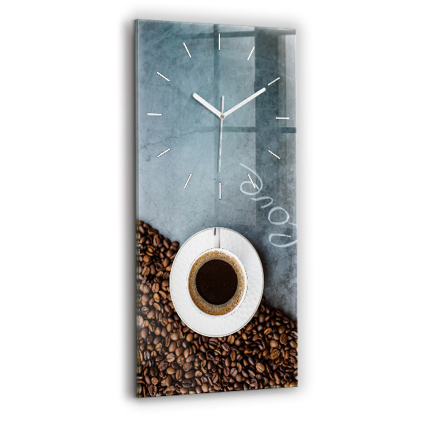 Ceas din sticlă dreptunghiular vertical decorativ O ceașcă de cafea