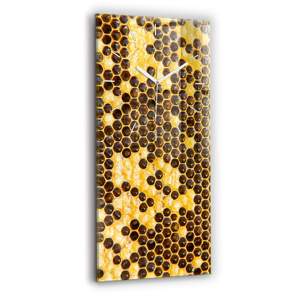 Ceas vertical de perete din sticlă decorativ Fagure de miere