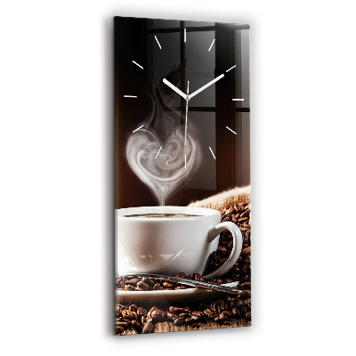 Ceas din sticlă dreptunghiular vertical decorativ O ceașcă de cafea