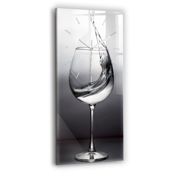 Ceas vertical de perete din sticlă decorativ un pahar de vin