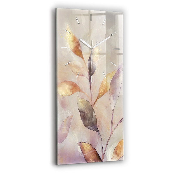 Ceas din sticlă dreptunghiular vertical decorativ Frunze boho abstracte