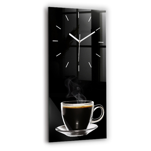 Ceas vertical de perete din sticlă decorativ Cafea neagră