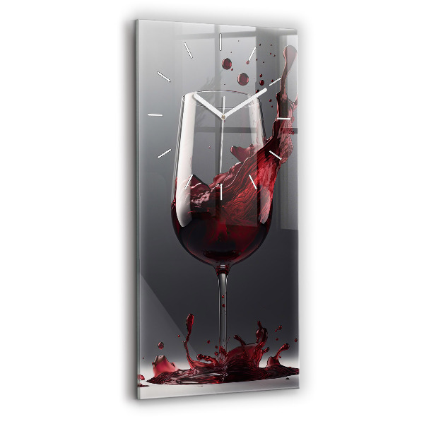 Ceas vertical de perete din sticlă decorativ Un pahar de vin roșu